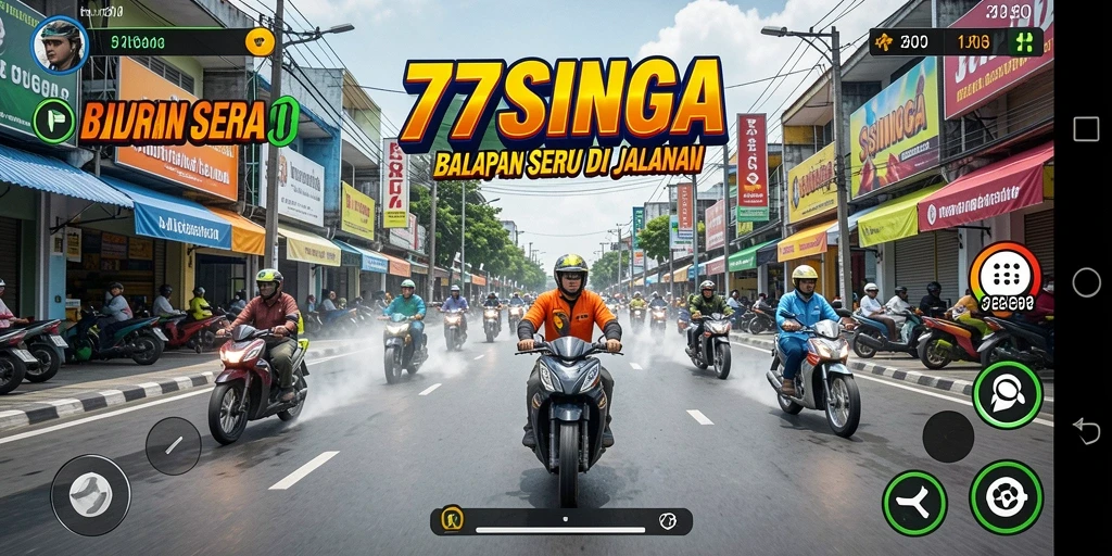 Screenshot dari gameplay Racing yang mendebarkan di 77SINGA.