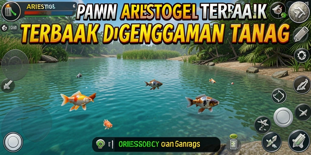 Tampilan gameplay ARIESTOGEL yang memikat dalam aktivitas memancing.