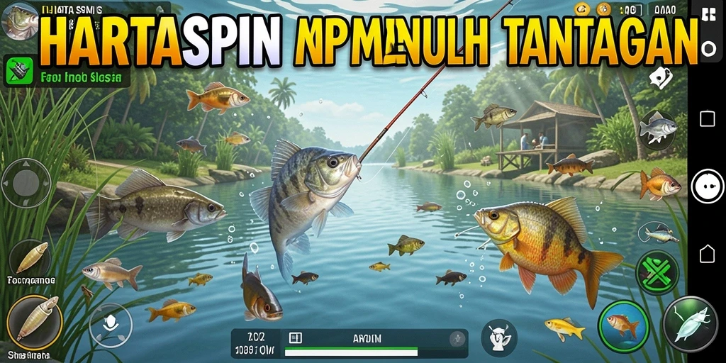 Gameplay menarik HARTASPIN dengan suasana memancing yang realistis.