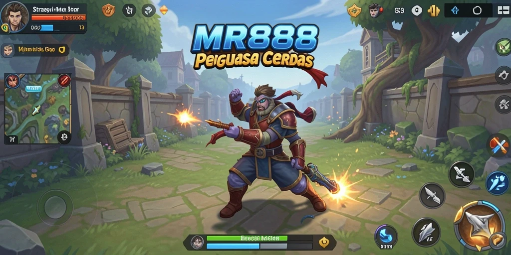 Tangkapan layar utama MR888 menampilkan aksi strategis yang mendebarkan di medan perang.