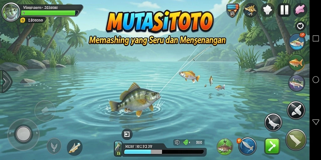 Tampilan gameplay MUTASITOTO dengan aksi memancing yang seru.