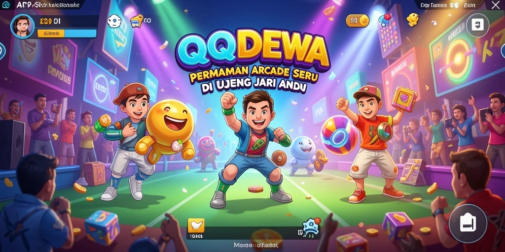 Tangkapan layar menunjukkan aksi gameplay Arcade yang intens dan penuh warna.