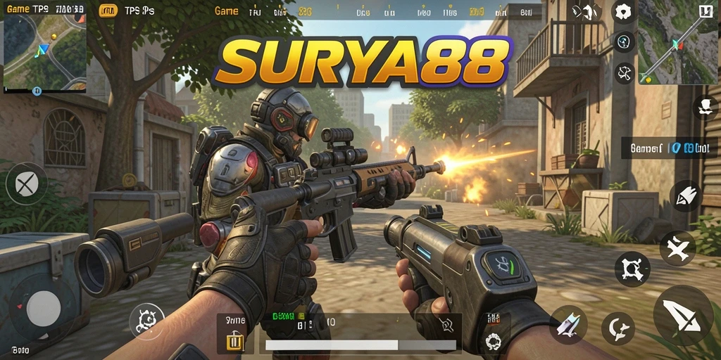 Tampilan gameplay seru dari SURYA88 dengan aksi TPS yang intens.